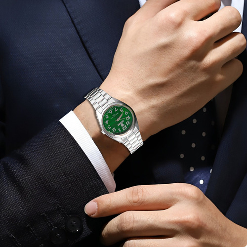 Reloj Orinet, original, impermeable, impermeable, para hombre, color plateado, color de fondo verde