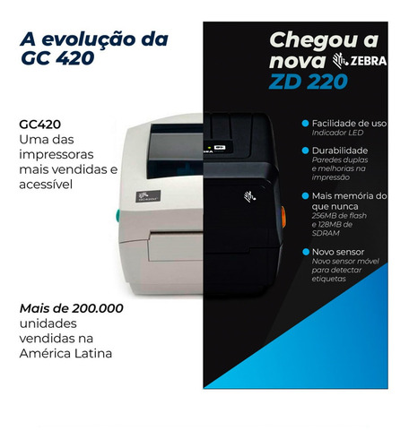 Imagem 4 de 10 de Impressora Zebra Para Mercado Envio E Full Zd220 Nova Gc420t