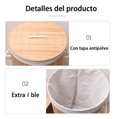 Cesto Ropa Sucia Y Lavanderia De Bambu Con Asas