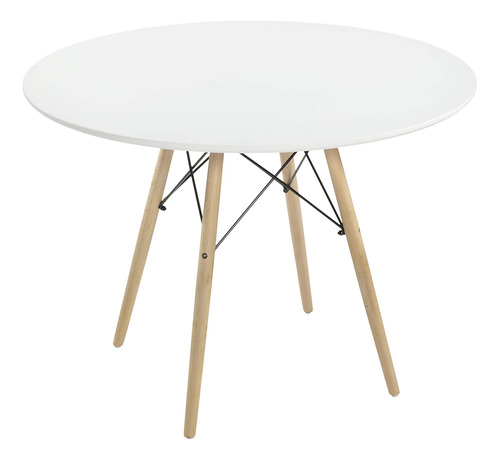 Outlet Mesa De Comedor Eames 100 Cm Tapa Blanca Patas Madera