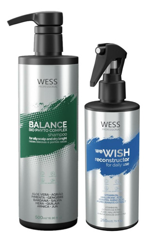 Kit Wess Balance Shampoo 500ml + We Wish Reconstrutor 260ml