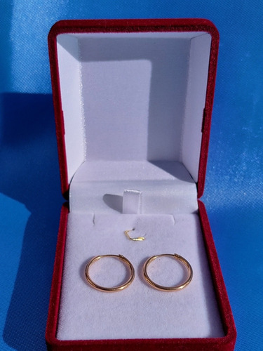 Imagen 7 de 8 de Aros Argollas Tubo Oro 18 Kilates