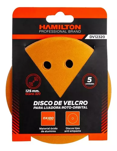 5 Disco Lijas Velcro Lijadora Roto Orbital Hamilton 125mm Dv Cantidad De  Granos 320