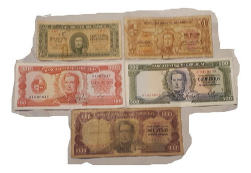 Billetes Antiguos Uruguay Pesos Moneda Nacional Lote X 5
