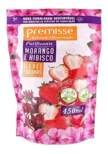 comprar Sabonete Liquido Morango E Hibisco Glicerinado 450ml Sachê