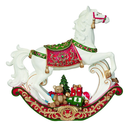 Caballo Mecedor Adorno Navidad Con Música Y Luces Led