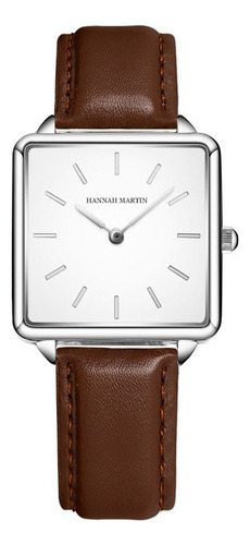 Reloj Cuadrado Simple De Cuarzo De Cuero Hannah Martin