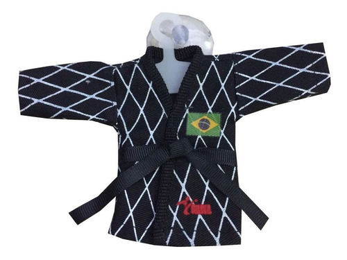Chaveiro Mini Dobok Kimoninho Luta Taekwondo - Com Ventosa Cor Preto