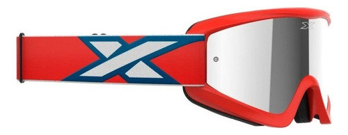 Gafas de motocross con espejo plano de la marca X, 100% protección contra las uvas, montura, color rojo, lente de color espejo