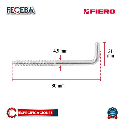 Bolsa Con 144 Alcayatas Roscadas De 22 X 100, Fiero 44991