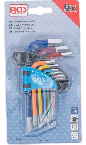 Juego Llaves Allen Hexagono Corta 9pcs 1,5-10 Mm | Bgs 74454