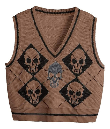 Suéter De Punto De Halloween Con Cuello En V Para Chaqueta T