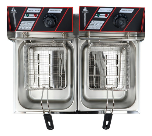 Fritador Comercial Electrico Doble 12 Lts Acero Inoxidable Color Plateado