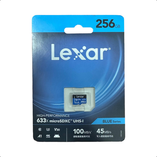 Tarjeta Micro Sd Lexar 256 Gb 100mb/s 633x A1 V30 U3 4k