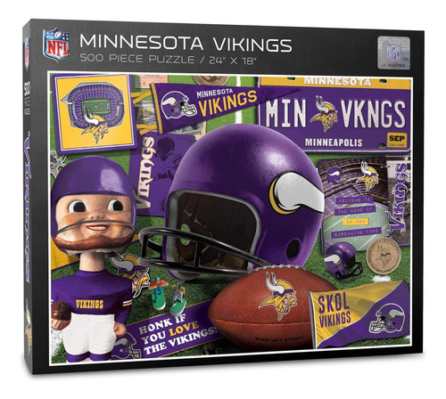 Youthefan Nfl Minnesota Vikings Retro Series Puzzle - 500 Pi