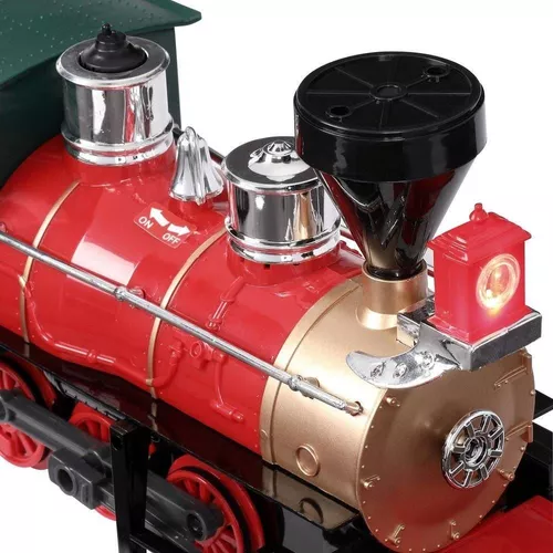  Juego de tren para niños, juguete de tren a control remoto con  vehículo de carga, motor de locomotora de vapor, pistas largas de tren  debajo del árbol de Navidad, juguetes alimentados