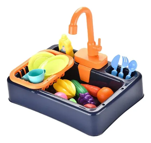 Fregadero De Juguete Con Circulación De Agua Automática | Incluye Accesorios De Cocina Y Comida | Juego De Rol Para Niños +3 Años