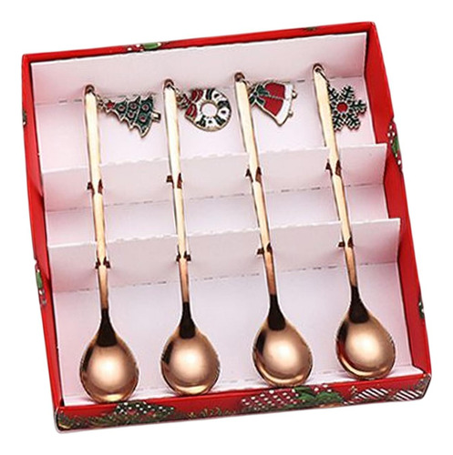 Cuchara De Café De Navidad De Acero Rosa Áurea Rosa Áurea