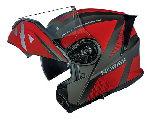 Capacete Robocop Articulado Norisk Motion Defender Vermelho