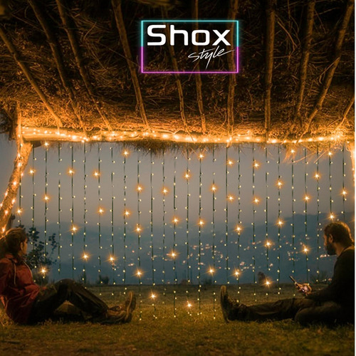 Imagen 2 de 10 de Cortina Luces Led Guirnalda 4x2 Mts Blanco Calido Shox Style