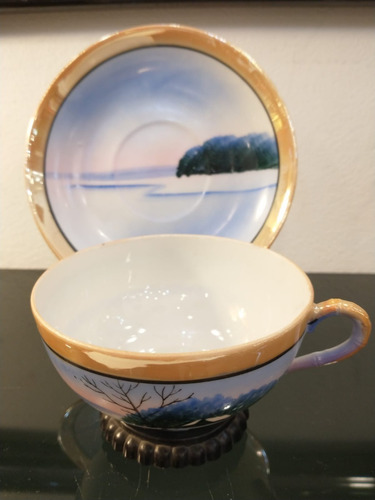 Antigua Taza De Té Porcelana Japonesa Pintada A Mano