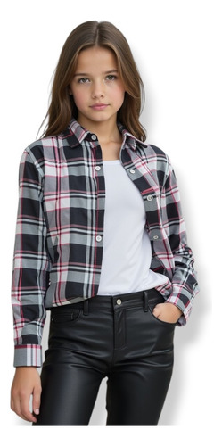 Camisa A Cuadros Poplin Para Niñas - Guimel Kids