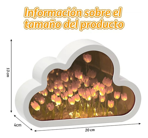 Luz Nocturna Con Espejo De Tulipán De Nube Para Dormitorio