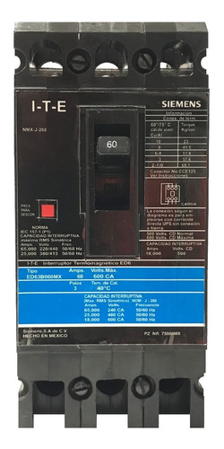 Interruptor Termomagnetico 60a Ed63b060mx Siemens