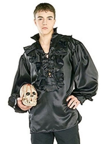 Rubies Black Satin Pirate Shirt Disfraz De Halloween Para Ad