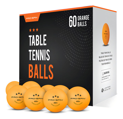 Pro Spin Pelotas De Ping Pong 3 Estrellas Naranja 40+ Pelo