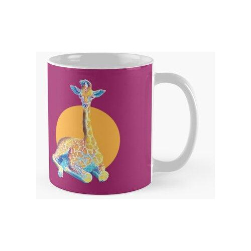 Taza Arte De Técnica Mixta De Jirafa Bebé Calidad Premium