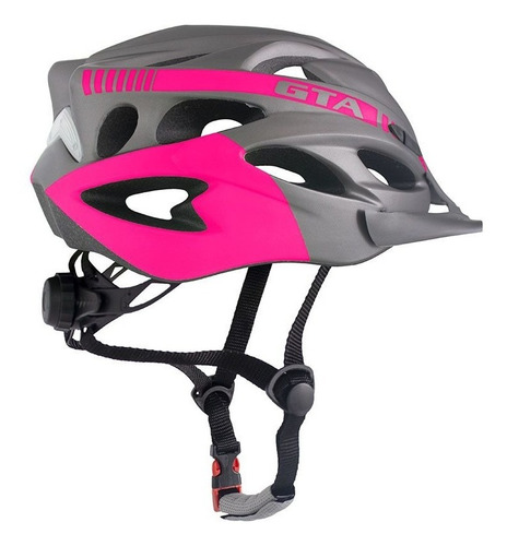 Imagem 2 de 2 de Capacete Gta Inmold Nx 54-58 C/ Led Cinza/rosa 18f.
