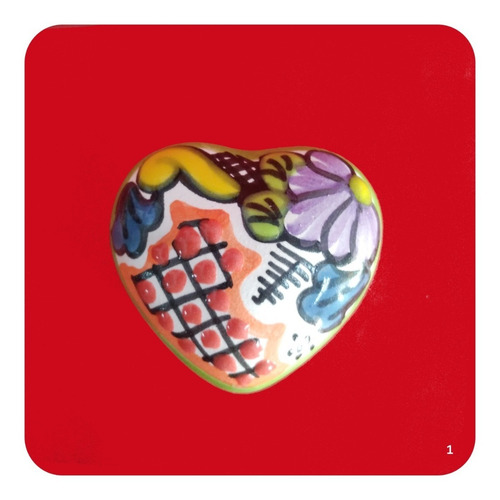 Imagen 5 de 6 de Alhajero De Talavera Poblana Corazón 5cm P/ Recuerdo Lhj