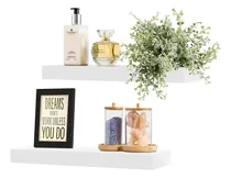 Comprar Juego De 2 Estantes De Pared De Madera Blanca Sorbus