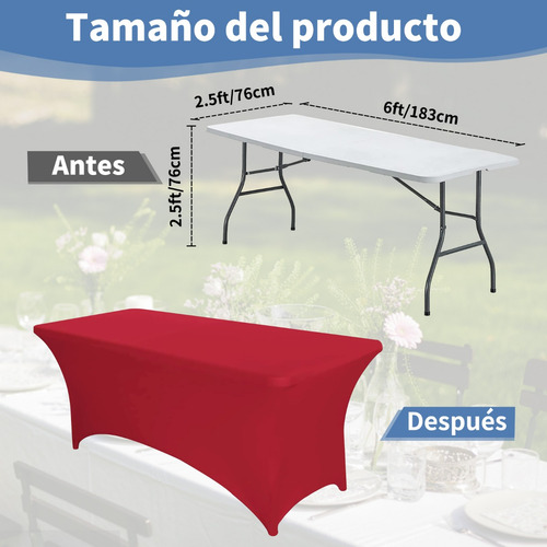 Mantel Rectangular De Lino De Elastano De 6 Pies Negro