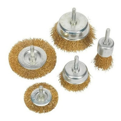 Set Cepillos Alambre Para Taladro 5 Pcs Plano Copa Harden