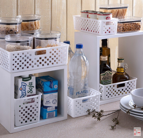 Caja Organizadora Símil Ratan Con Tapa G Calado - Garageimpo