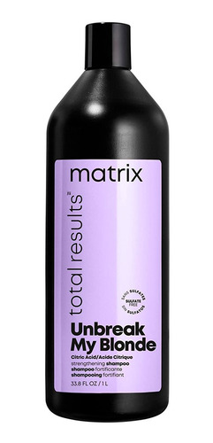 Imagen 1 de 2 de Shampoo Reparador Unbreak My Blonde X1000ml Matrix