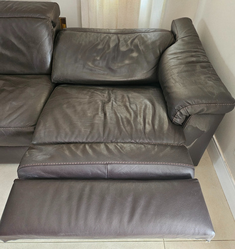 Sofa Natuzzi Retrátil E Reclinável Elétrico 2 Módulos 110v Marrom-escuro Liso (Usado)