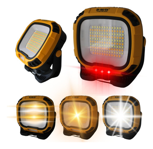 Refletor De Led Multifuncional Portátil Recarregável Lanterna Amarelo E Preto Luz Branco E Amarelo