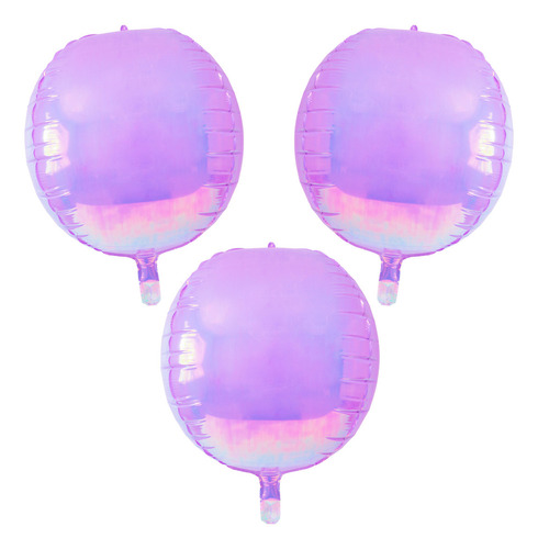 Globo Redondo Transparente Láser 4d Feliz Cumpleaños Deco 3p Color Violeta