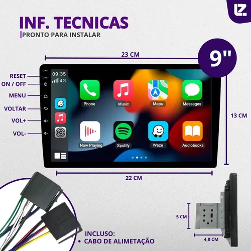 Multimídia 1 Din Ajustável 9p A-auto Carplay Bluetooth | MercadoLivre