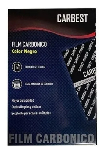 Pack X 10 Papel Carbonico Carbest Oficio 21 X 33 Color Negro