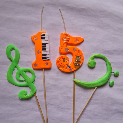 Topper Arte Musical Instrumentos Clave De Sol Fa Y Más X4 Instrumentos Musicales