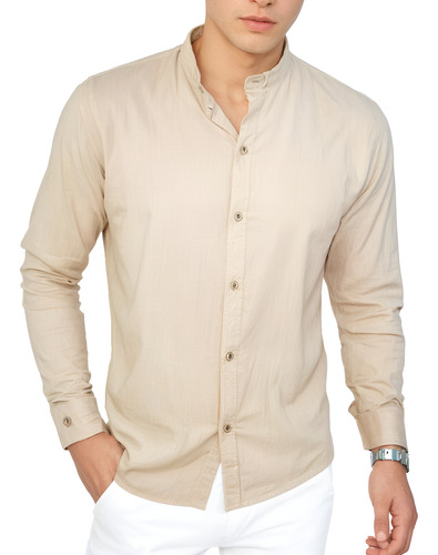Camisas Cuello Neru Para Hombre | Manga Larga | Algodon