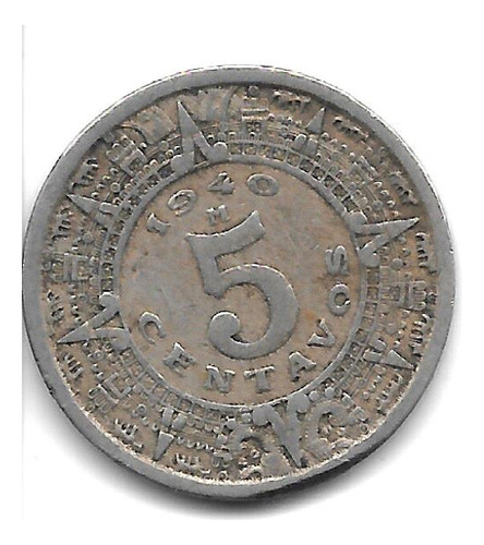 México Moneda De 5 Centavos Año 1940 Km 423 - Vf+