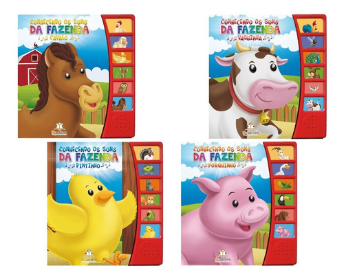 Imagem 1 de 5 de Coleção Conhecendo Os Sons Da Fazenda 4 Livros Infantis