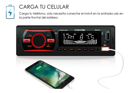 Imagen 1 de 5 de Autoestereo Bluetooth 1 Din Usb, Sd Aux Graba A Usb Steelpro