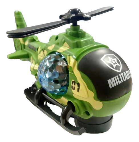 Brinquedo Helicóptero Spray Hélice Solta Fumaça Com Luz Esom Cor Verde