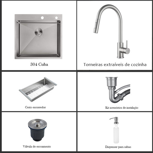 Kit Cuba Gourmet Com Completa Acessórios 60x45 E Torneira